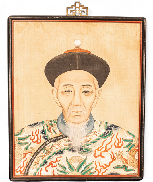 Chinese Watercolor Painting with Brass Hanger