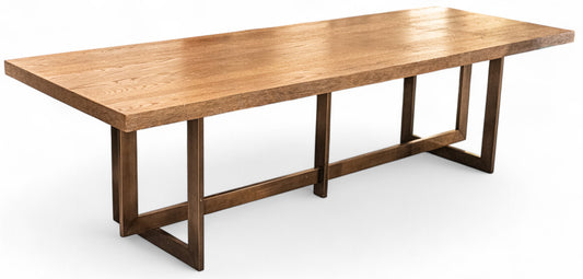 Modern Dining Room Table with Metal Base and Wood Top