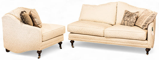 Custom Sofa Sectional in Cream Matelasse Fabric