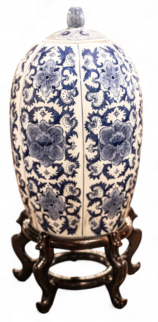 Chinoiserie Style Vase with Stand