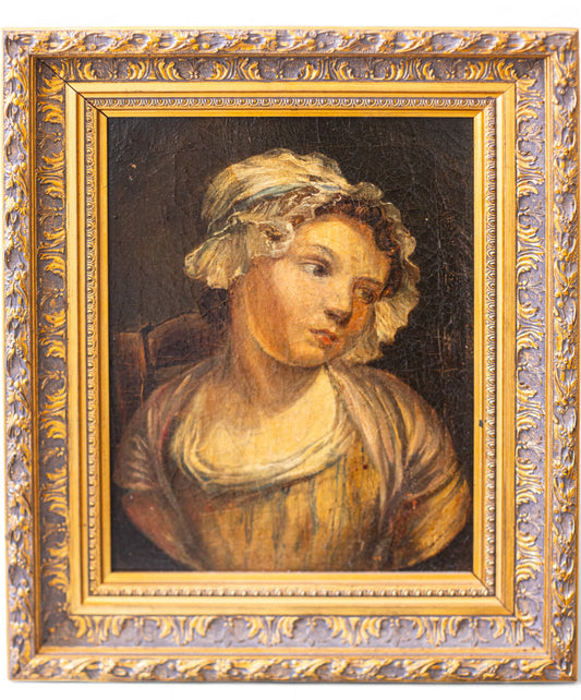 European Oil Painting of a Young Girl