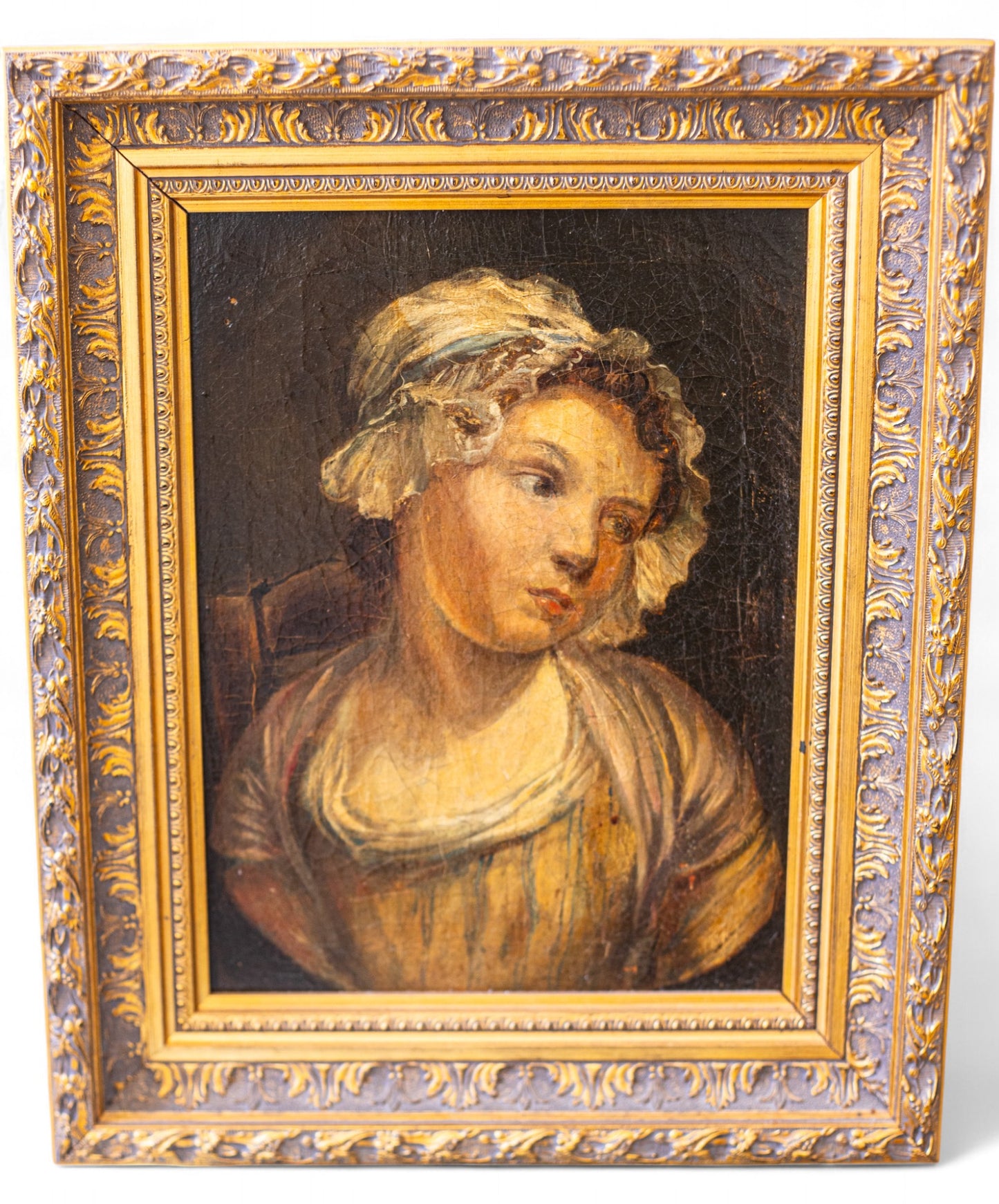 European Oil Painting of a Young Girl