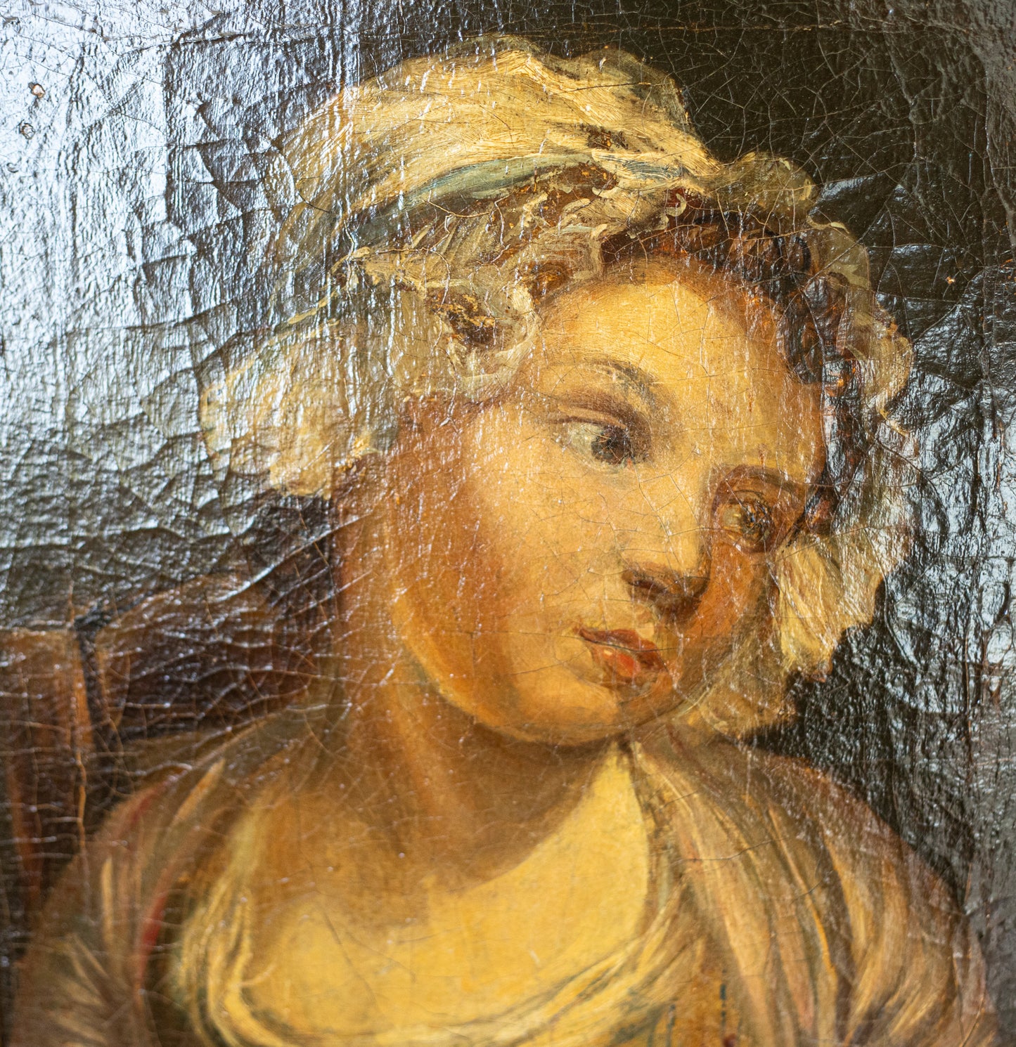 European Oil Painting of a Young Girl