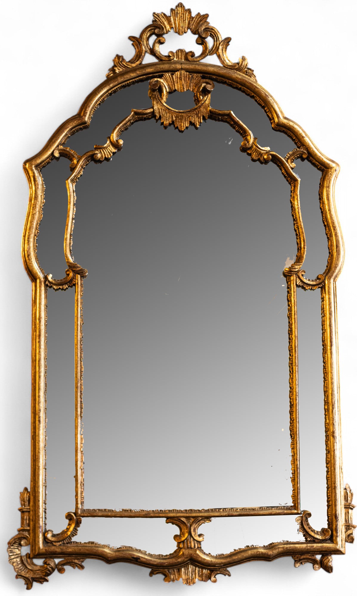 Antique Italian Gilded Mirror Hand Carved Wood Frame