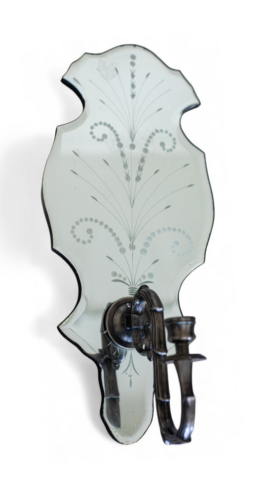 Vintage Pair of Venetian Mirrored Candle Sconces
