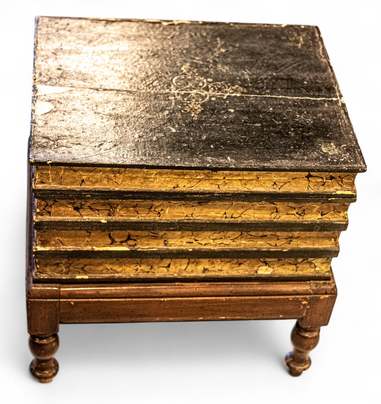 Antique Italian End Table shaped like Stacked Books