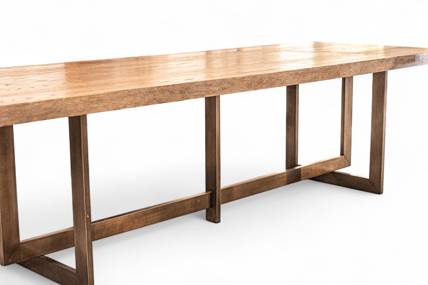 Modern Dining Room Table with Metal Base and Wood Top