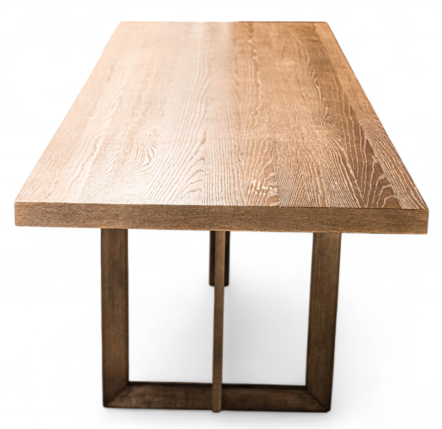Modern Dining Room Table with Metal Base and Wood Top
