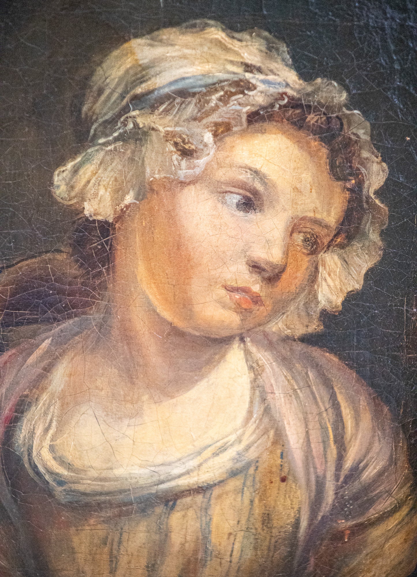 European Oil Painting of a Young Girl