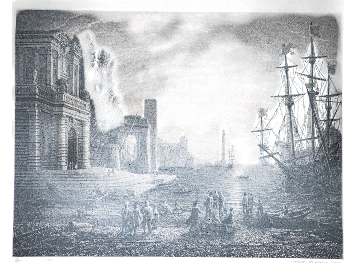An Italian Seaport Lithograph from the Chatsworth Estate