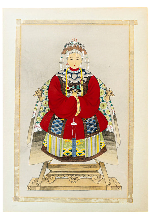 Pair of Asian Wedding Portraits Hand Colored