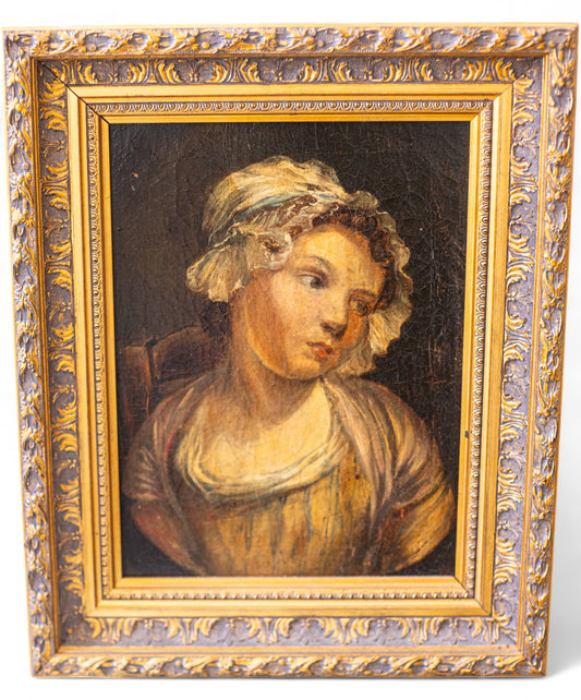 European Oil Painting of a Young Girl