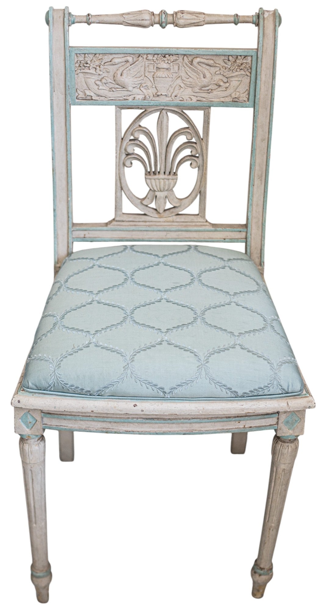 French Directoire Chair Aqua and White