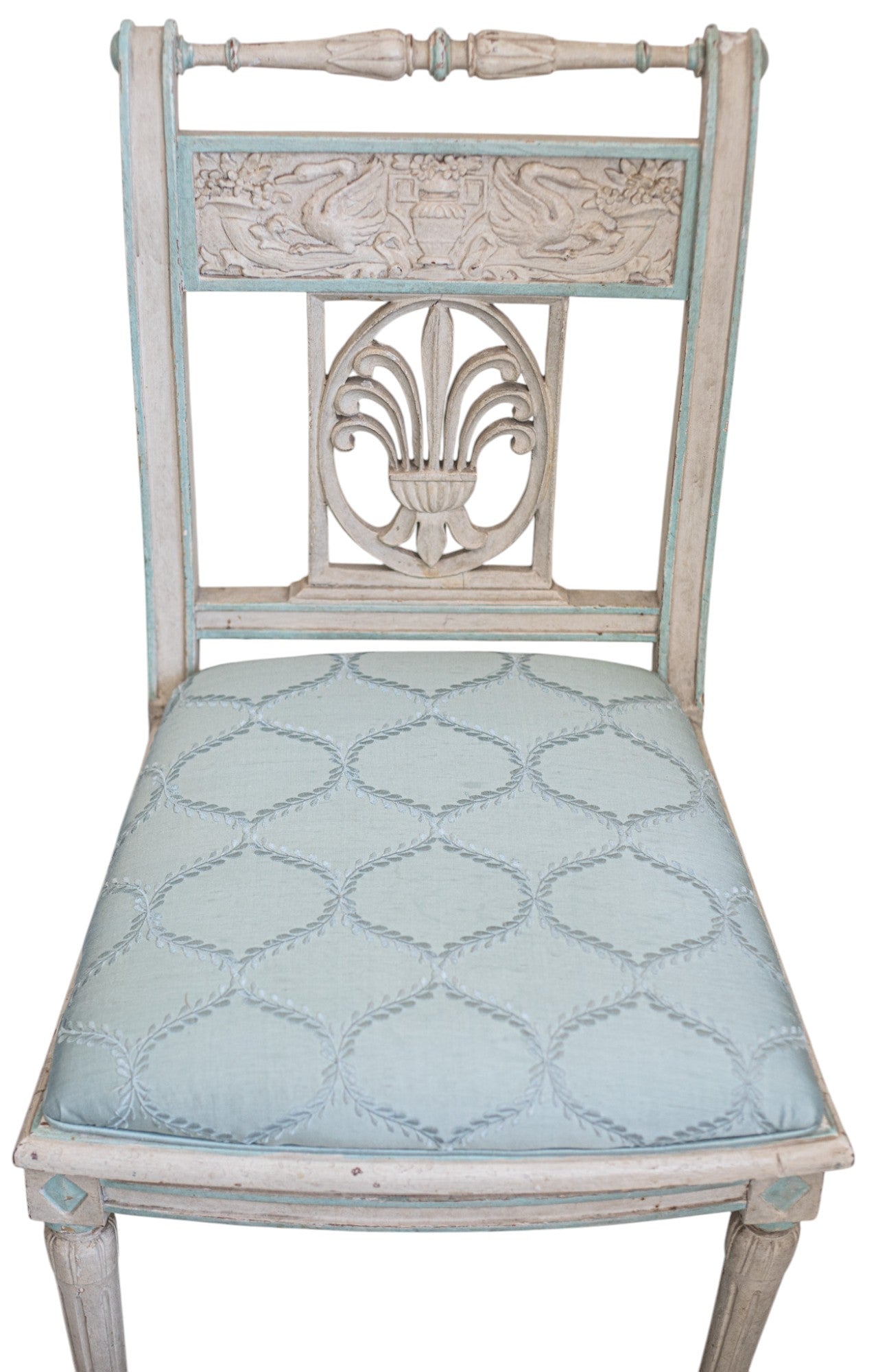 French Directoire Chair Aqua and White