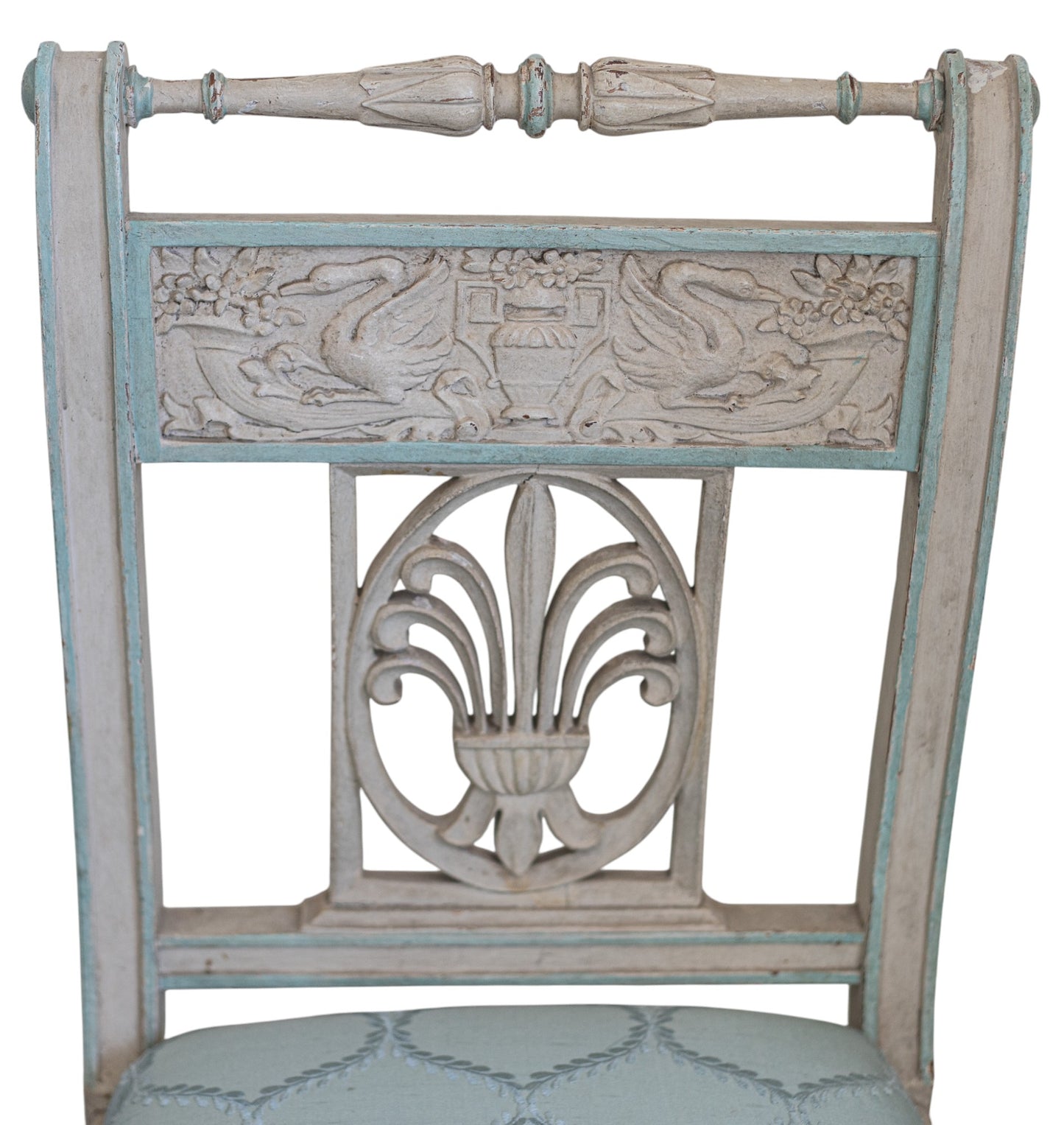 French Directoire Chair Aqua and White