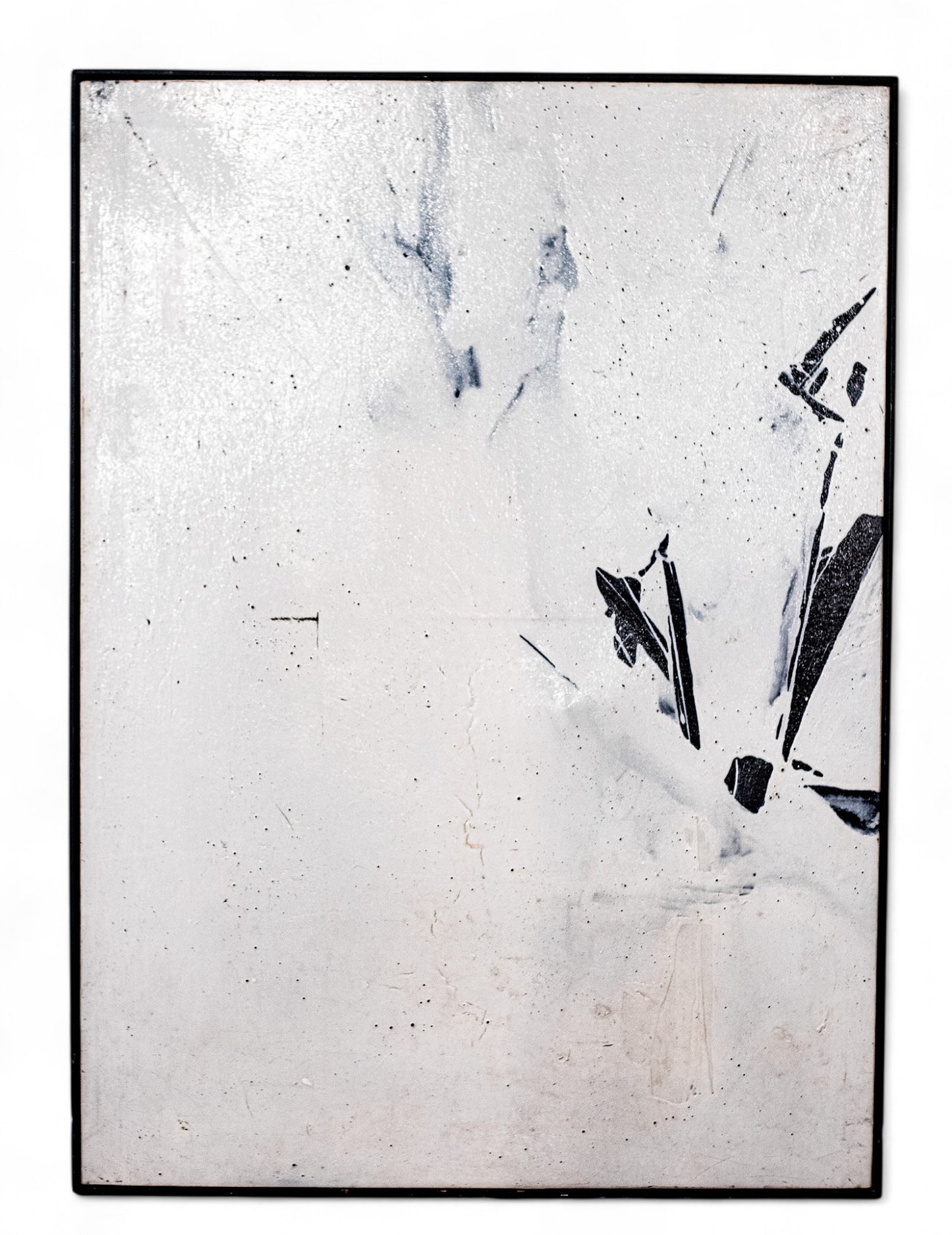 Original Abstract Black and White Oil Painting  Snowstorm PM by Rob Roy Norton Jr.